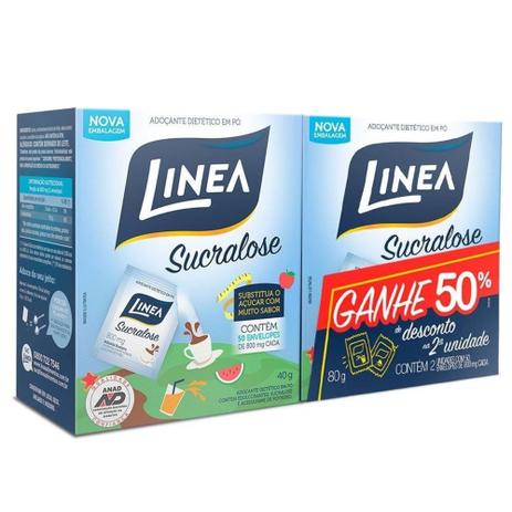 Adoçante Linea Sucralose Pó Sache 8g - 2 Embalagens com 50 Unidades Menor preço em Adoçante Linea Sucralose Pó Sache 8g - 2 Embalagens com 50 Unidades