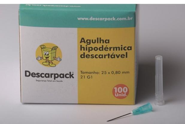 Agulha Hipodérmica Descartável 25x8 - C/100 - Bd Menor preço em Agulha Hipodérmica Descartável 25x8 - C/100 - Bd