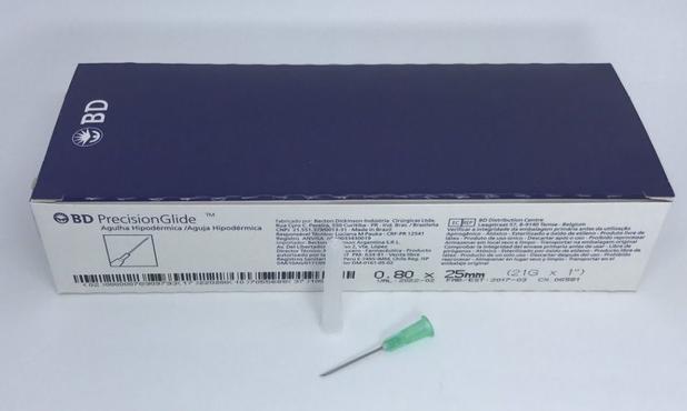 Agulha Hipodérmica Descartável 25x8 - C/1000 - Bd Menor preço em Agulha Hipodérmica Descartável 25x8 - C/1000 - Bd