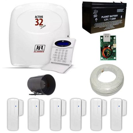 Alarme JFL com Central Active 32 DUO Com Módulo Ethernet + 6 Sensores Magnéticos JFL Sem Fio Menor preço em Alarme JFL com Central Active 32 DUO Com Módulo Ethernet + 6 Sensores Magnéticos JFL Sem Fio