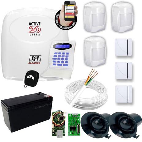 Alarme residencial e comercial kit com central active 20 ultra monitorada + 6 sensores jfl Menor preço em Alarme residencial e comercial kit com central active 20 ultra monitorada + 6 sensores jfl
