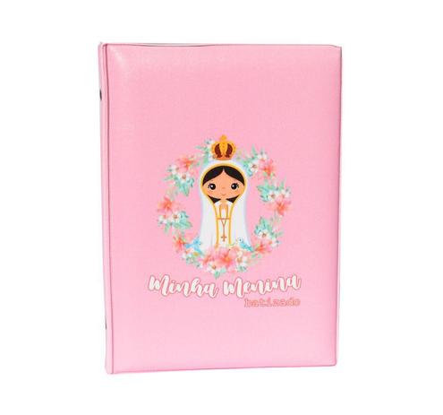 Álbum Fotográfico 15x21 para 100 Fotos Nossa Senhora BATIZADO ROSA Bebê Maria - Universal Menor preço em Álbum Fotográfico 15x21 para 100 Fotos Nossa Senhora BATIZADO ROSA Bebê Maria - Universal