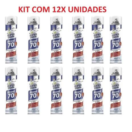 Alcool 70 Spray Aerossol para Higienização 300ml Kit C/ 12 Latas - Dom Line Menor preço em Alcool 70 Spray Aerossol para Higienização 300ml Kit C/ 12 Latas - Dom Line