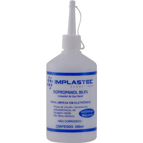 Álcool Isopropílico Isopropanol Implastec Garrafa 250ml Menor preço em Álcool Isopropílico Isopropanol Implastec Garrafa 250ml