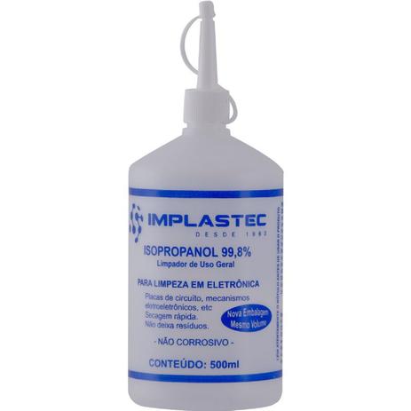 Álcool Isopropílico Isopropanol Implastec Garrafa 500ml Menor preço em Álcool Isopropílico Isopropanol Implastec Garrafa 500ml