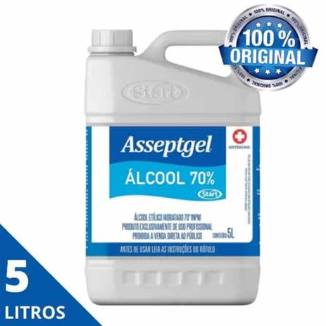Álcool Líquido 70% Antisséptico Limpeza Asseptgel - 5 Litros Menor preço em Álcool Líquido 70% Antisséptico Limpeza Asseptgel - 5 Litros
