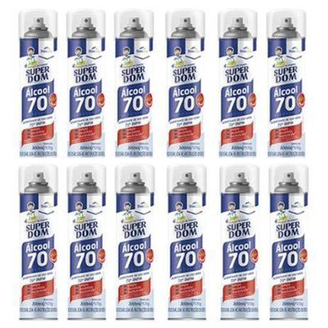 Álcool Spray 70 Aerossol Super DOM 300ML Kit 12 Unds Menor preço em Álcool Spray 70 Aerossol Super DOM 300ML Kit 12 Unds