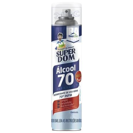Alcool Spray 70 Super Dom 300ml 170g - Aerosol - Super Bom Menor preço em Alcool Spray 70 Super Dom 300ml 170g - Aerosol - Super Bom
