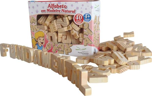 Alfabeto Madeira Natural 40 Peças Cx Cartonada - Editora fundamental Menor preço em Alfabeto Madeira Natural 40 Peças Cx Cartonada - Editora fundamental