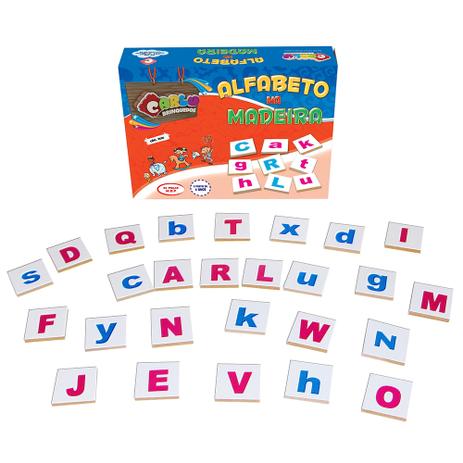 Alfabeto na Madeira 26 Pçs - 3016 - Carlu - Carlu brinquedos Menor preço em Alfabeto na Madeira 26 Pçs - 3016 - Carlu - Carlu brinquedos