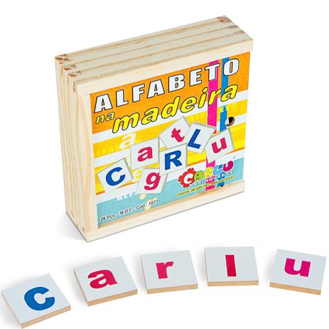 Menor preço em Alfabeto Na Madeira MDF Com 26 Peças 1077 - Carlu Brinquedos