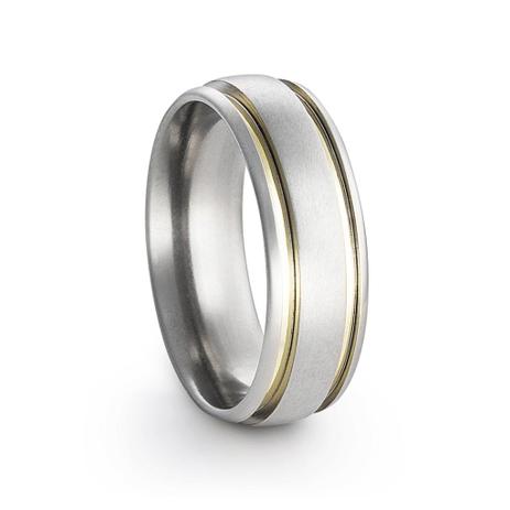 Aliança de Namoro em Aço e Ouro Steel Íris Gold - Prata fina Menor preço em Aliança de Namoro em Aço e Ouro Steel Íris Gold - Prata fina