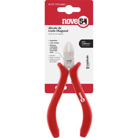 Alicate corte diagonal 4.1/2 aço carbono niquelado plastificado - Nove54 Menor preço em Alicate corte diagonal 4.1/2 aço carbono niquelado plastificado - Nove54
