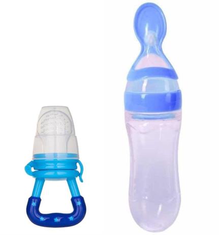 Alimentador Silicone Chupeta E Colher Azul - Chuca e pais filhos Menor preço em Alimentador Silicone Chupeta E Colher Azul - Chuca e pais filhos