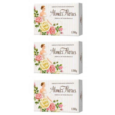 Alma De Flores Brancas Sabonete 130g (Kit C/03) Menor preço em Alma De Flores Brancas Sabonete 130g (Kit C/03)