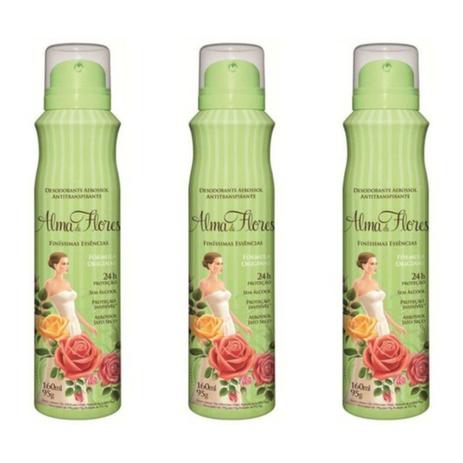 Alma De Flores Clássico Desodorante Aerosol 160ml (Kit C/03) Menor preço em Alma De Flores Clássico Desodorante Aerosol 160ml (Kit C/03)