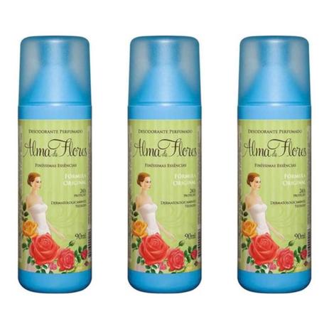 Alma De Flores Clássico Desodorante Spray 90ml (Kit C/03) Menor preço em Alma De Flores Clássico Desodorante Spray 90ml (Kit C/03)