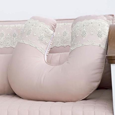 Almofada Amamentação Percal 300 Fios Rosa Antigo com Renda Importada e Pérolas Coleção Lelis - Aime Menor preço em Almofada Amamentação Percal 300 Fios Rosa Antigo com Renda Importada e Pérolas Coleção Lelis - Aime
