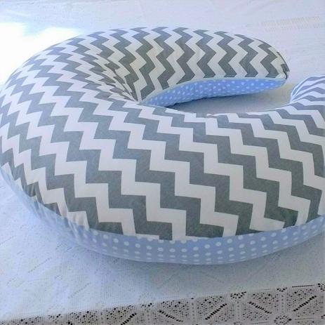 Almofada de Amamentação Garcia Chevron Cinza / Poá Azul - Almofadas Garcia Menor preço em Almofada de Amamentação Garcia Chevron Cinza / Poá Azul - Almofadas Garcia