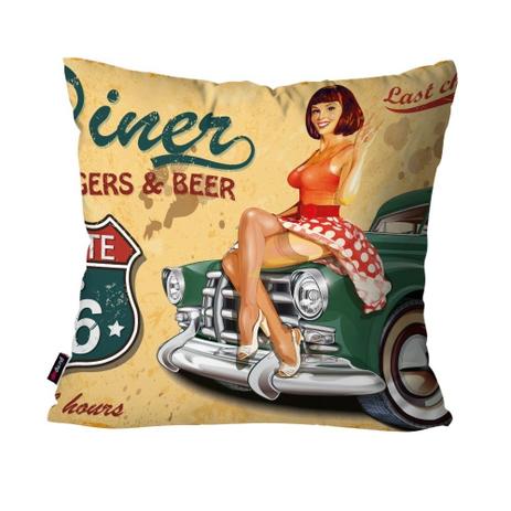 Almofada Decorativa Avulsa Bege Diner Route 66 - Pump up Menor preço em Almofada Decorativa Avulsa Bege Diner Route 66 - Pump up