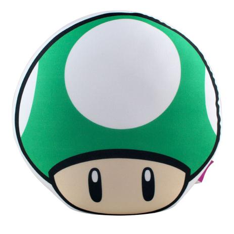 Almofada - Super Mario Bros - Formato Cogumelo - Verde - Zona Criativa Menor preço em Almofada - Super Mario Bros - Formato Cogumelo - Verde - Zona Criativa