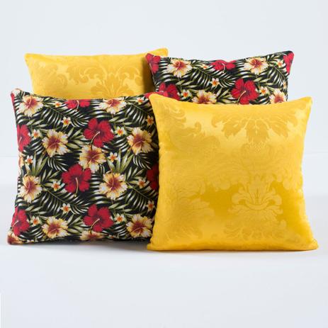Almofadas Decorativas Amarelo Floral 04 Peças c/ Refil - Dourados enxovais Menor preço em Almofadas Decorativas Amarelo Floral 04 Peças c/ Refil - Dourados enxovais