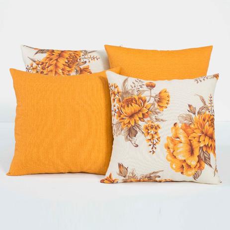 Almofadas Decorativas Floral Amarelo 04 Peças c/ Refil - Dourados enxovais Menor preço em Almofadas Decorativas Floral Amarelo 04 Peças c/ Refil - Dourados enxovais