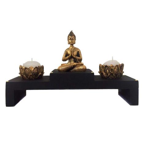 Menor preço em Altar com Castiçal de Estátua de Buda Dourado 15cm - 465 - Mandala de luz