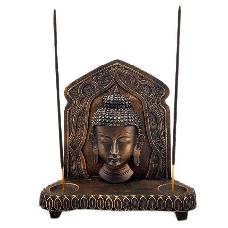 Menor preço em Altar de Estátua de Buda Castiçal e Incensário Aparador 21cm - Mandala de Luz
