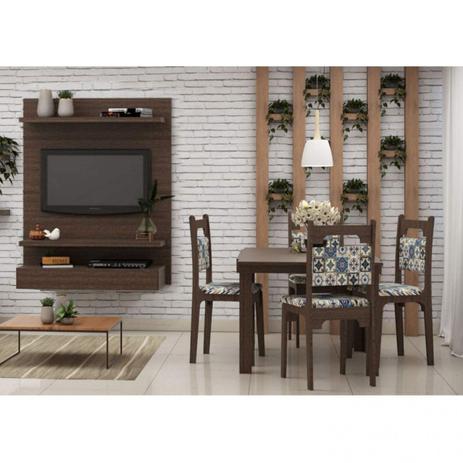 Ambiente Integrado de Sala de Estar e Jantar com Painel de TV até 40 e Mesa Extensível com 4 Cadeiras Mônaco Siena Móveis Nobre Menor preço em Ambiente Integrado de Sala de Estar e Jantar com Painel de TV até 40 e Mesa Extensível com 4 Cadeiras Mônaco Siena Móveis Nobre