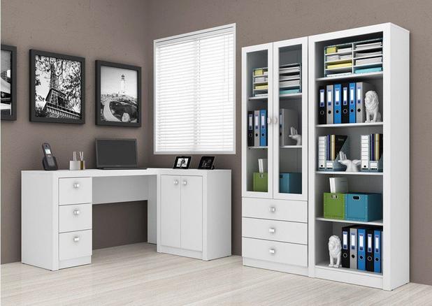 Ambiente para Home Office 04 Peças Branco - Tecno Mobili Menor preço em Ambiente para Home Office 04 Peças Branco - Tecno Mobili