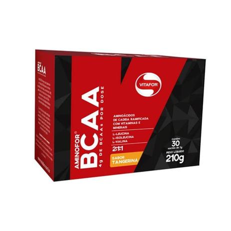 Aminofor BCAA Sabor Tangerina 30 Sachês de 7g Vitafor Menor preço em Aminofor BCAA Sabor Tangerina 30 Sachês de 7g Vitafor
