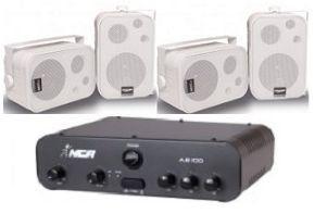 Amplificador AB100 NCA + 2 Pares Caixa SP400 Branca Menor preço em Amplificador AB100 NCA + 2 Pares Caixa SP400 Branca