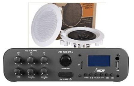 Amplificador AB100BT ESTÉREO NCA ( Bluetooth ) + 1 PAR Caixa Gesso DR500 Menor preço em Amplificador AB100BT ESTÉREO NCA ( Bluetooth ) + 1 PAR Caixa Gesso DR500