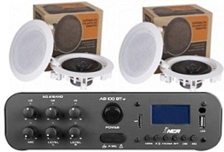 Amplificador AB100BT ESTÉREO NCA ( Bluetooth ) + 2 Pares Caixa Gesso DR500 Menor preço em Amplificador AB100BT ESTÉREO NCA ( Bluetooth ) + 2 Pares Caixa Gesso DR500