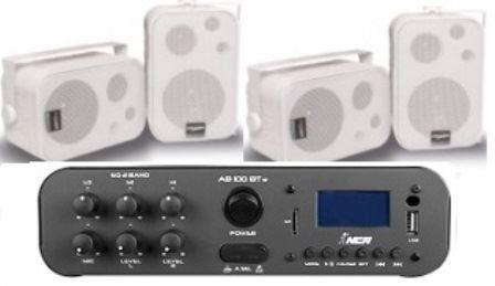 Amplificador AB100BT ESTÉREO NCA ( Bluetooth ) + 2 Pares Caixa SP400 Branca Menor preço em Amplificador AB100BT ESTÉREO NCA ( Bluetooth ) + 2 Pares Caixa SP400 Branca