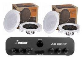 Amplificador AB100ST NCA + 2 Pares Caixa Gesso DR500 Menor preço em Amplificador AB100ST NCA + 2 Pares Caixa Gesso DR500
