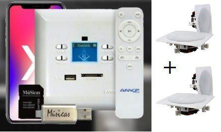 Amplificador de Parede AMCP c/ FM, BT e APP KPBT-XT + 2 Pares de Caixa Gesso Dr650 Menor preço em Amplificador de Parede AMCP c/ FM, BT e APP KPBT-XT + 2 Pares de Caixa Gesso Dr650
