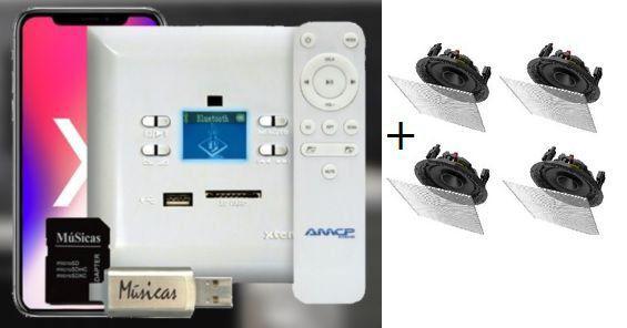 Amplificador de Parede AMCP c/ FM, BT e APP KPBT-XT + 2 Pares de Caixa Gesso S2 Menor preço em Amplificador de Parede AMCP c/ FM, BT e APP KPBT-XT + 2 Pares de Caixa Gesso S2