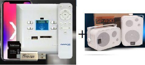 Amplificador de Parede AMCP c/ FM, BT e APP KPBT-XT + Par de Caixa SP400 branca Menor preço em Amplificador de Parede AMCP c/ FM, BT e APP KPBT-XT + Par de Caixa SP400 branca