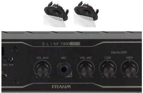 Amplificador Frahm Slim 1000BT app + 2 caixas gesso BSA S2 brancas é boa?