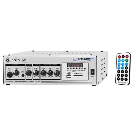 Amplificador Landscape SPA500 Som Ambiente 50+50W Estereo 100W mono c/ USB Menor preço em Amplificador Landscape SPA500 Som Ambiente 50+50W Estereo 100W mono c/ USB