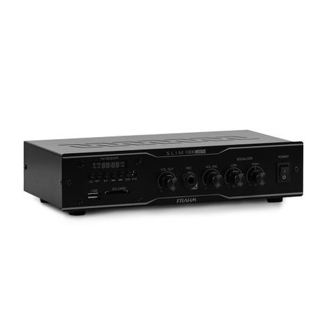 Amplificador Receiver para Som Ambiente Slim 1000 USB FM 31783 Frahm Menor preço em Amplificador Receiver para Som Ambiente Slim 1000 USB FM 31783 Frahm