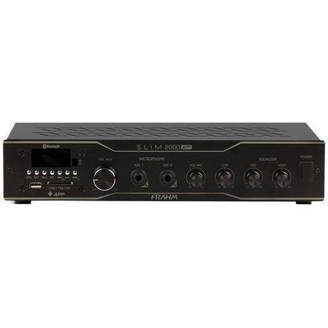 Amplificador Slim 2000 APP Frahm 120W Bluetooth USB Bivolt Menor preço em Amplificador Slim 2000 APP Frahm 120W Bluetooth USB Bivolt