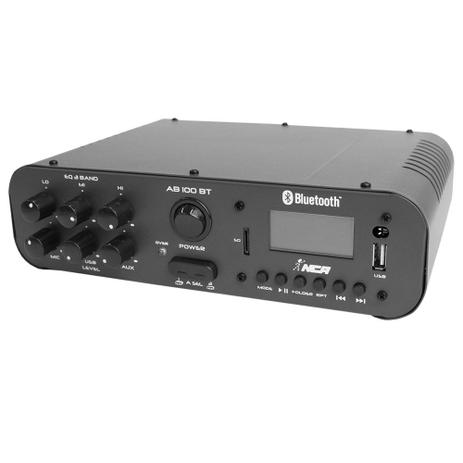 Amplificador Som Ambiente 100W 4 Ohms c/ USB / Bluetooth - AB 100 BT NCA Menor preço em Amplificador Som Ambiente 100W 4 Ohms c/ USB / Bluetooth - AB 100 BT NCA