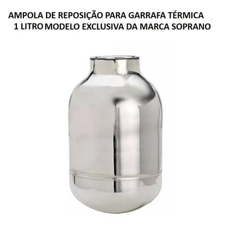 Ampola Reposição Garrafa Térmica 1 Litro Exclusiva Inox - Soprano Menor preço em Ampola Reposição Garrafa Térmica 1 Litro Exclusiva Inox - Soprano