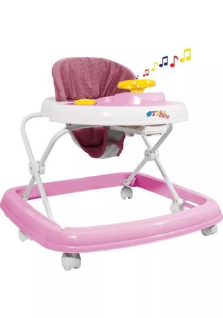 Andador Auxiliar Motor Sonoro Rosa e Branco - Styll Menor preço em Andador Auxiliar Motor Sonoro Rosa e Branco - Styll