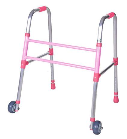 Andador de alumínio infantil com rodas 2x1 fixo, dobrável - Rosa - REF:1185 - Ortoprox é boa?