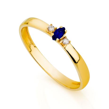 Anel de Formatura de Ouro 18k Safira com Diamantes an33787 - Joiasgold Menor preço em Anel de Formatura de Ouro 18k Safira com Diamantes an33787 - Joiasgold