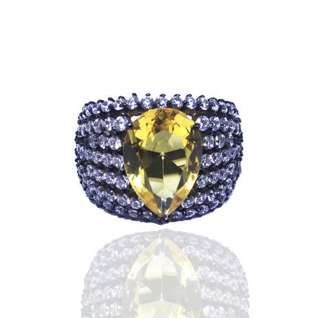 Anel de gota zircônia yellow fancy semijoia de luxo - Vivan semijoias e acessórios Menor preço em Anel de gota zircônia yellow fancy semijoia de luxo - Vivan semijoias e acessórios